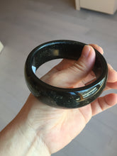Load image into Gallery viewer, 61mm 100% Natural dark green/black meteorite Stellar Night sky broad style nephrite Jade bangle HF92-1032
