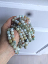 Load image into Gallery viewer, 7-7.6mm 100% natural type A green/white/yellow/brown jadeite jade beads bracelet AQ73
