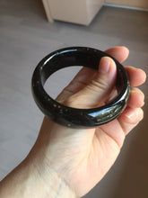 Load image into Gallery viewer, 58mm 100% Natural dark green/black meteorite Stellar Night sky broad style nephrite Jade bangle HF116-1263
