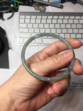 Load image into Gallery viewer, 60.6mm Type A 100% Natural Light Green/Gray/Black/Brown “Reed Flowers &amp; Snow” Guatemala Slim Round Cut Jadeite Bangle PJ124-1412
