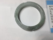 Load image into Gallery viewer, 55.3mm Certified Type A 100% Natural light green with carved Ancient Coin, Auspicious Cloud, and Lingzhi Jadeite Jade bangle PD146-6252
