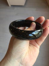 Load image into Gallery viewer, 58mm 100% Natural dark green/black meteorite Stellar Night sky broad style nephrite Jade bangle HF116-1263
