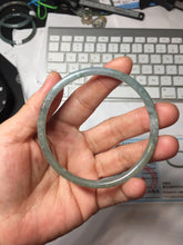 Load image into Gallery viewer, 60.6mm Type A 100% Natural Light Green/Gray/Black/Brown “Reed Flowers &amp; Snow” Guatemala Slim Round Cut Jadeite Bangle PJ124-1412
