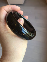 Load image into Gallery viewer, 58mm 100% Natural dark green/black meteorite Stellar Night sky broad style nephrite Jade bangle HF116-1263
