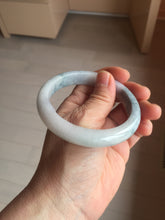 Load image into Gallery viewer, 58.4mm certified 100% natural Type A light green/purple white Snowy Pine Forest jadeite jade bangle J126-3074
