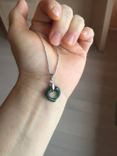 Load image into Gallery viewer, 100% Natural type A dark green/blue/gray/black heart Guatemala jadeite Jade pendant PH107 Add on item
