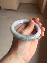 Load image into Gallery viewer, 58.4mm certified 100% natural Type A light green/purple white Snowy Pine Forest jadeite jade bangle J126-3074
