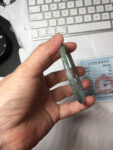 Load image into Gallery viewer, 60.6mm Type A 100% Natural Light Green/Gray/Black/Brown “Reed Flowers &amp; Snow” Guatemala Slim Round Cut Jadeite Bangle PJ124-1412
