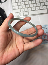 Load image into Gallery viewer, 60.6mm Type A 100% Natural Light Green/Gray/Black/Brown “Reed Flowers &amp; Snow” Guatemala Slim Round Cut Jadeite Bangle PJ124-1412
