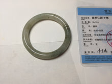 Load image into Gallery viewer, 51.6mm Certified type A 100% Natural light green dark green floating seaweed slim round cut Jadeite bangle PC58-6614
