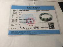 Load image into Gallery viewer, 56.4mm certified 100% natural Type A light green white with green floating flowers jadeite jade bangle BS123-7295
