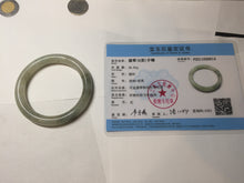 Load image into Gallery viewer, 51.6mm Certified type A 100% Natural light green dark green floating seaweed slim round cut Jadeite bangle PC58-6614
