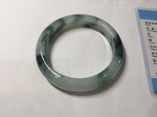 Load image into Gallery viewer, 56.4mm certified 100% natural Type A light green white with green floating flowers jadeite jade bangle BS123-7295
