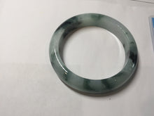 Load image into Gallery viewer, 56.4mm certified 100% natural Type A light green white with green floating flowers jadeite jade bangle BS123-7295
