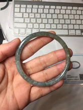 Load image into Gallery viewer, 56.4mm Type A 100% Natural Light Green/Gray/Black/Brown “Reed Flowers &amp; Snow” Guatemala Slim Round Cut Jadeite Bangle PJ125-1413
