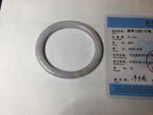 Load image into Gallery viewer, 51.5mm certified 100% natural type A light purple white slim oval round cut jadeite jade bangle BL51-3528
