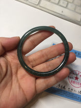 Load image into Gallery viewer, 55mm Certified Type A 100% Natural dark green/blue/gray Guatemala slim round cut Jadeite bangle PD18-4450
