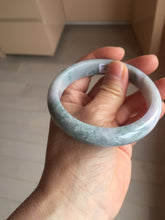 Load image into Gallery viewer, 58.5mm certified 100% natural Type A light green/purple white Snowy Pine Forest jadeite jade bangle J125-3067
