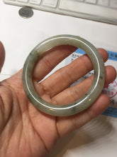 Load image into Gallery viewer, 51.6mm Certified type A 100% Natural light green dark green floating seaweed slim round cut Jadeite bangle PC58-6614
