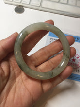 Load image into Gallery viewer, 51.6mm Certified type A 100% Natural light green dark green floating seaweed slim round cut Jadeite bangle PC58-6614
