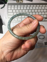 Load image into Gallery viewer, 56.4mm Type A 100% Natural Light Green/Gray/Black/Brown “Reed Flowers &amp; Snow” Guatemala Slim Round Cut Jadeite Bangle PJ125-1413
