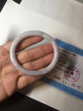 Load image into Gallery viewer, 51.5mm certified 100% natural type A light purple white slim oval round cut jadeite jade bangle BL51-3528
