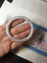 Load image into Gallery viewer, 51.5mm certified 100% natural type A light purple white slim oval round cut jadeite jade bangle BL51-3528
