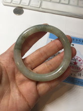 Load image into Gallery viewer, 51.6mm Certified type A 100% Natural light green dark green floating seaweed slim round cut Jadeite bangle PC58-6614
