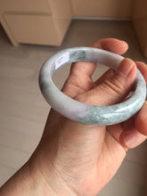 Load image into Gallery viewer, 58.5mm certified 100% natural Type A light green/purple white Snowy Pine Forest jadeite jade bangle J125-3067
