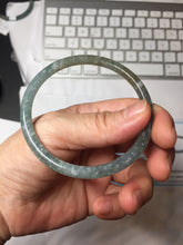 Load image into Gallery viewer, 56.4mm Type A 100% Natural Light Green/Gray/Black/Brown “Reed Flowers &amp; Snow” Guatemala Slim Round Cut Jadeite Bangle PJ125-1413

