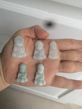 Load image into Gallery viewer, 100% Natural light green white jadeite Jade baby buddha (宝宝佛) pendant AX27
