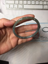 Load image into Gallery viewer, 56.4mm Type A 100% Natural Light Green/Gray/Black/Brown “Reed Flowers &amp; Snow” Guatemala Slim Round Cut Jadeite Bangle PJ125-1413
