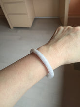 Load image into Gallery viewer, 51.5mm certified 100% natural type A light purple white slim oval round cut jadeite jade bangle BL51-3528
