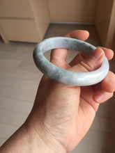 Load image into Gallery viewer, 58.5mm certified 100% natural Type A light green/purple white Snowy Pine Forest jadeite jade bangle J125-3067
