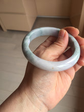 Load image into Gallery viewer, 58.5mm certified 100% natural Type A light green/purple white Snowy Pine Forest jadeite jade bangle J125-3067
