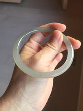 Load image into Gallery viewer, 59.4mm Certified 100% Natural gray black(灰冰) flat round cut nephrite jade bangle HN38-3593

