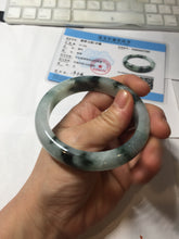 Load image into Gallery viewer, 56.4mm certified 100% natural Type A light green white with green floating flowers jadeite jade bangle BS123-7295
