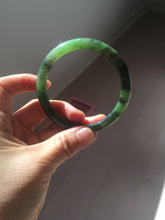 Load image into Gallery viewer, 57mm Certified 100% Natural Fresh Young Green/Dark Green/Black Green Ink Painting (绿水墨) Round Cut Nephrite (Wulanhai 乌兰海碧玉) Bangle HN151-7331
