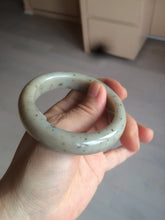 Load image into Gallery viewer, 52.8mm 100% Natural white/beige/gray with floating dandelions nephrite jade bangle HT96
