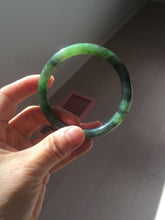 Load image into Gallery viewer, 57mm Certified 100% Natural Fresh Young Green/Dark Green/Black Green Ink Painting (绿水墨) Round Cut Nephrite (Wulanhai 乌兰海碧玉) Bangle HN151-7331
