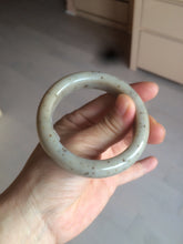 Load image into Gallery viewer, 52.8mm 100% Natural white/beige/gray with floating dandelions nephrite jade bangle HT96
