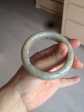 Load image into Gallery viewer, 52.8mm 100% Natural white/beige/gray with floating dandelions nephrite jade bangle HT96
