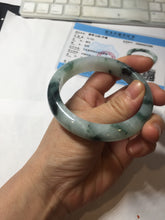 Load image into Gallery viewer, 56.4mm certified 100% natural Type A light green white with green floating flowers jadeite jade bangle BS123-7295

