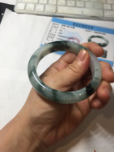 Load image into Gallery viewer, 56.4mm certified 100% natural Type A light green white with green floating flowers jadeite jade bangle BS123-7295
