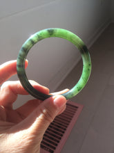 Load image into Gallery viewer, 57mm Certified 100% Natural Fresh Young Green/Dark Green/Black Green Ink Painting (绿水墨) Round Cut Nephrite (Wulanhai 乌兰海碧玉) Bangle HN151-7331
