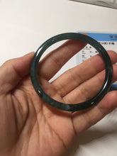 Load image into Gallery viewer, 55.6mm Certified Type A 100% Natural dark green/blue/gray Guatemala slim round cut Jadeite bangle PD20-4453
