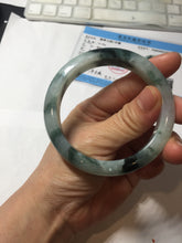 Load image into Gallery viewer, 56.4mm certified 100% natural Type A light green white with green floating flowers jadeite jade bangle BS123-7295
