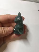 Load image into Gallery viewer, 100% Natural green/blue/gray/black Guatemala jadeite Jade cat desk decor/worry stone PF7
