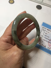 Load image into Gallery viewer, 54.5mm Certified type A 100% Natural light green dark green floating seaweed slim round cut Jadeite bangle PC59-6609
