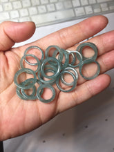 Load image into Gallery viewer, 13.3mm size 2 100% natural type A icy watery green/blue Guatemala square style jadeite jade pinky finger band ring/pendant group BS124
